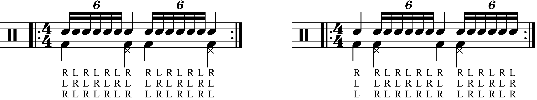 Adding quarter note feet under a single stroke 7