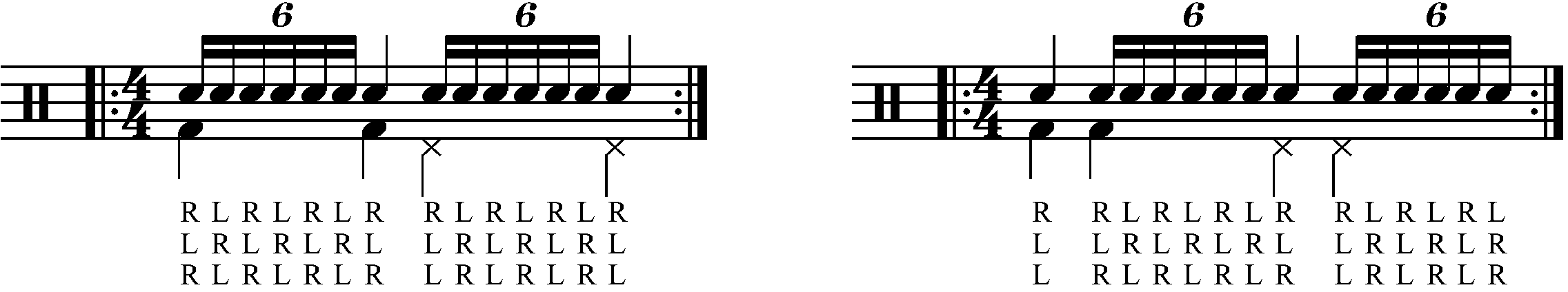 Adding quarter note feet under a single stroke 7