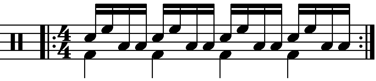 Single stroke roll played in the triangle pattern