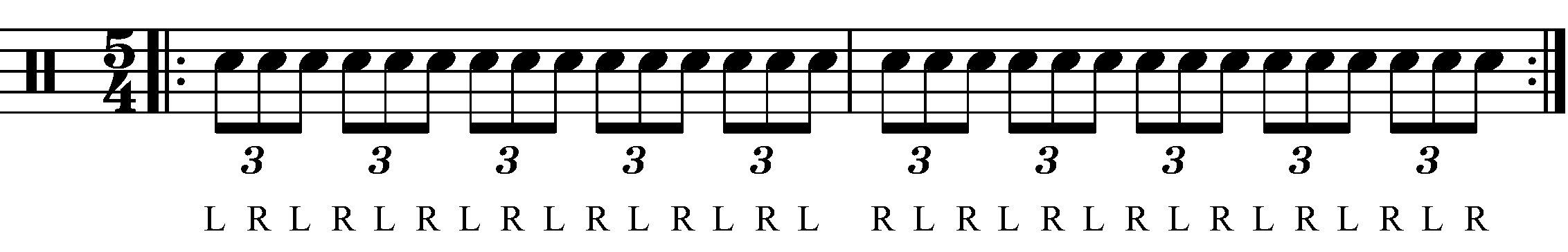 A Single Stroke Triplet in 5/4 with reverse sticking