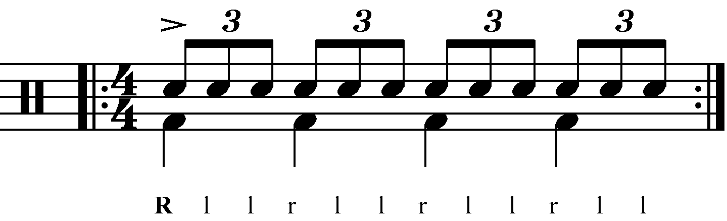 A standard triplet with crotchet accents