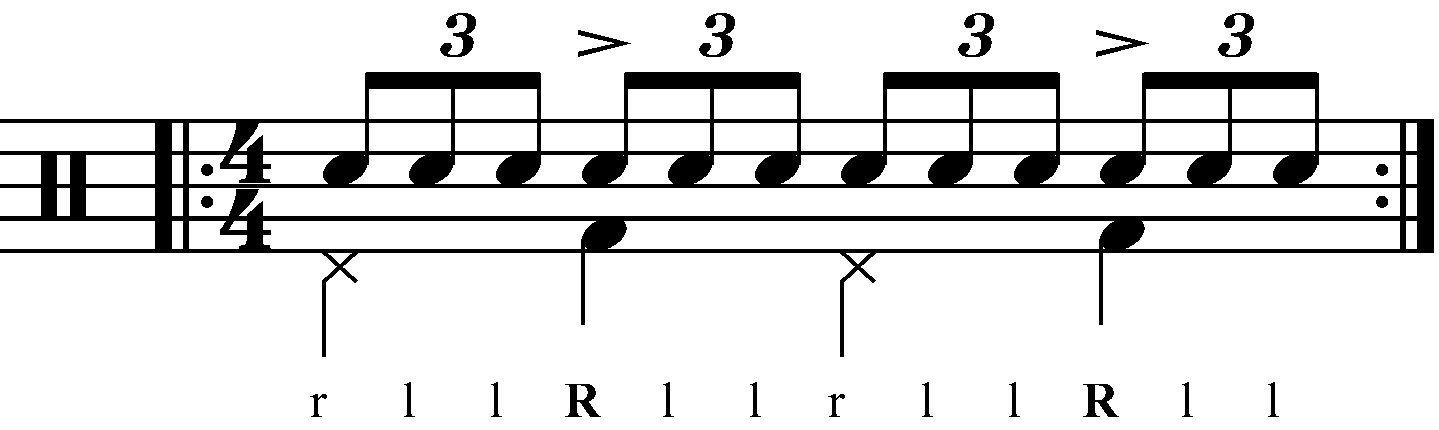 A standard triplet with crotchet accents
