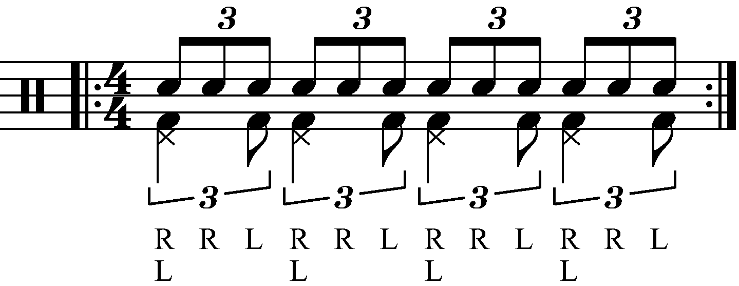 Adding swung eighth note feet under a swiss army triplet