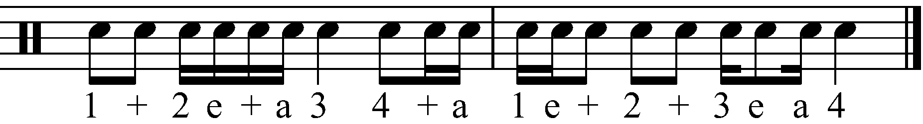 An example snare drum rhythm with counting.