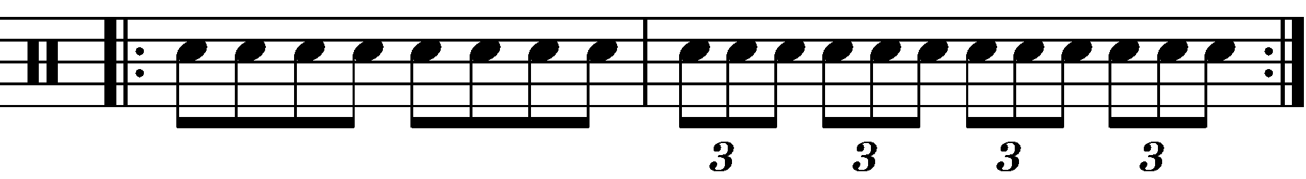 Switching from straight eighth notes to triplets.