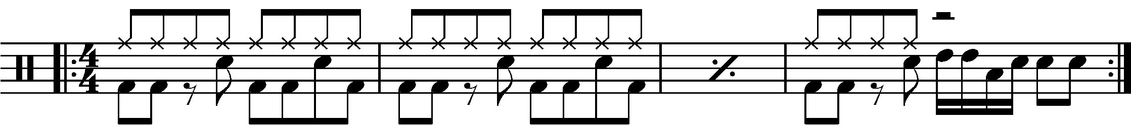 A four bar phrase using 3e+a4+ fills.