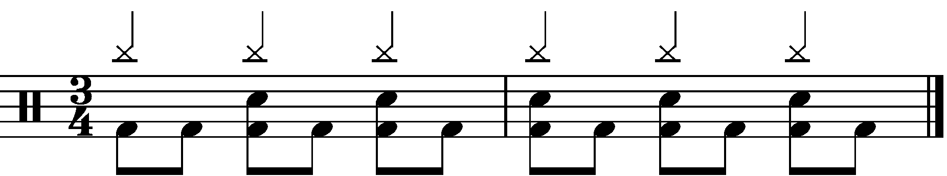A groove based foot speed exercise in 3/4.