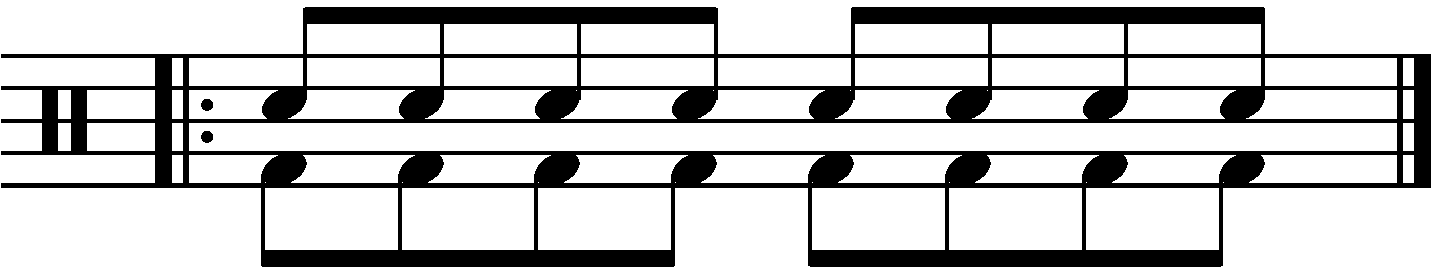 A foot speed exercise using eighth notes