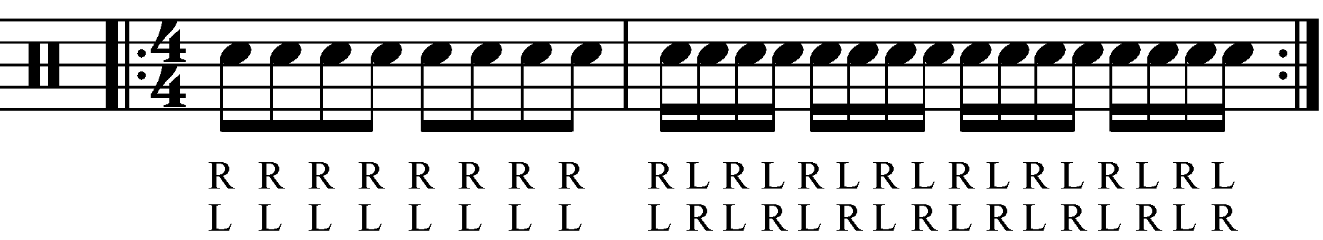 The eighth note version of the exercise