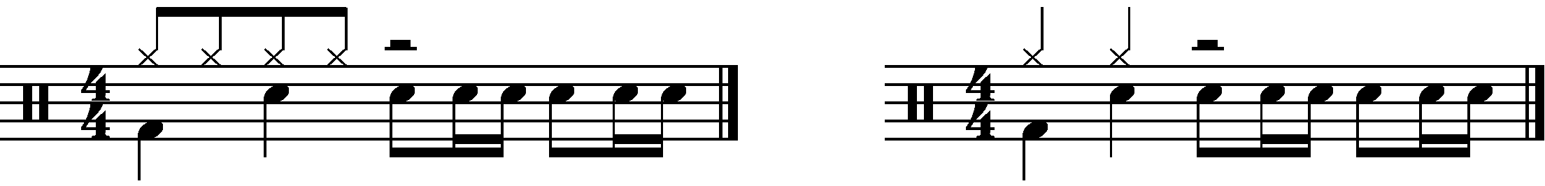 A full bar fill made of a sixteenth note grouping.