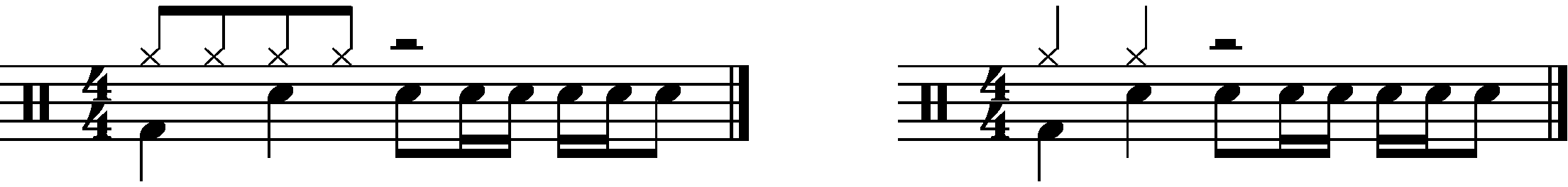 A full bar fill made of two sixteenth note groupings.