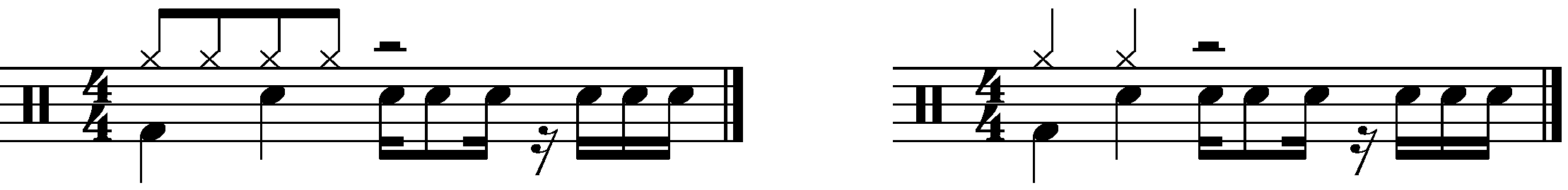 A full bar fill made of two sixteenth note groupings.