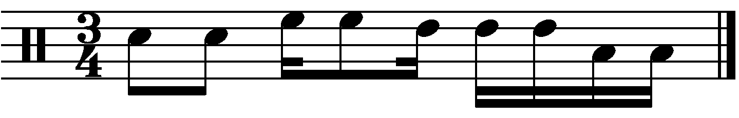 A full bar rhythmic fill in 3/4