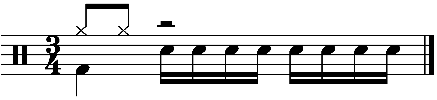 A two beat fill in 3/4