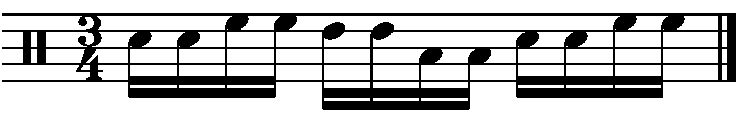 A full bar 16th note fill in 3/4
