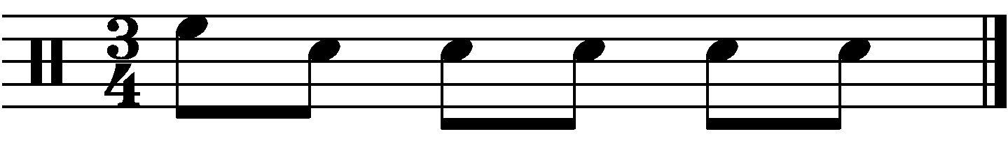 A full bar 8th note fill in 3/4