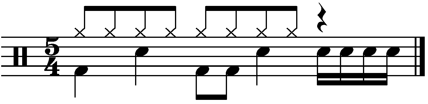 A one beat fill in 5/4