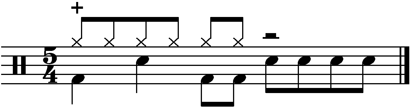 A two beat 8th note fill in 5/4