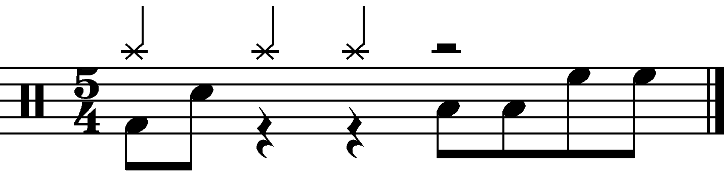 A two beat 8th note fill in 5/4
