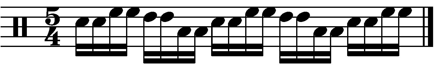 A full bar 16th note fill in 5/4