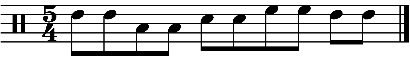 A full bar 8th note fill in 5/4