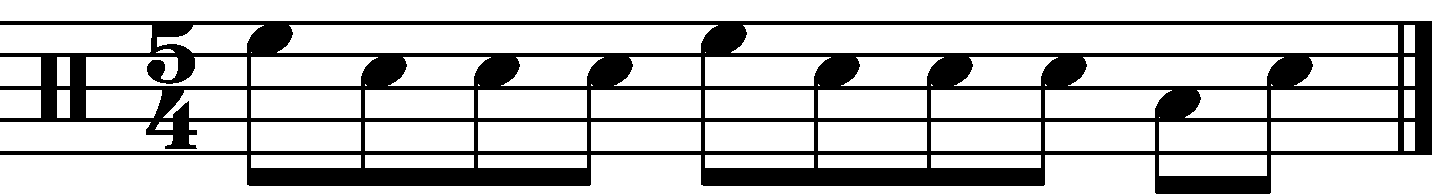 A full bar 8th note fill in 5/4