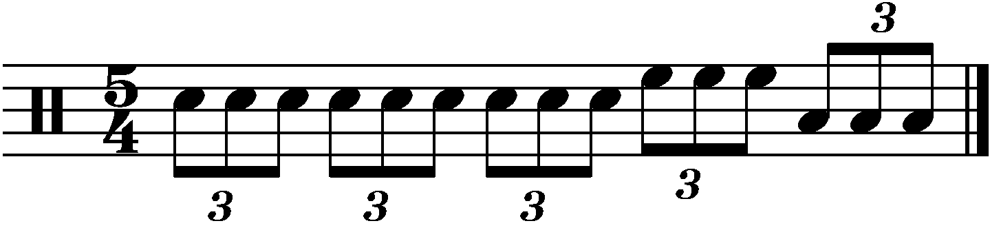 A full bar 8th note triplet fill in 5/4