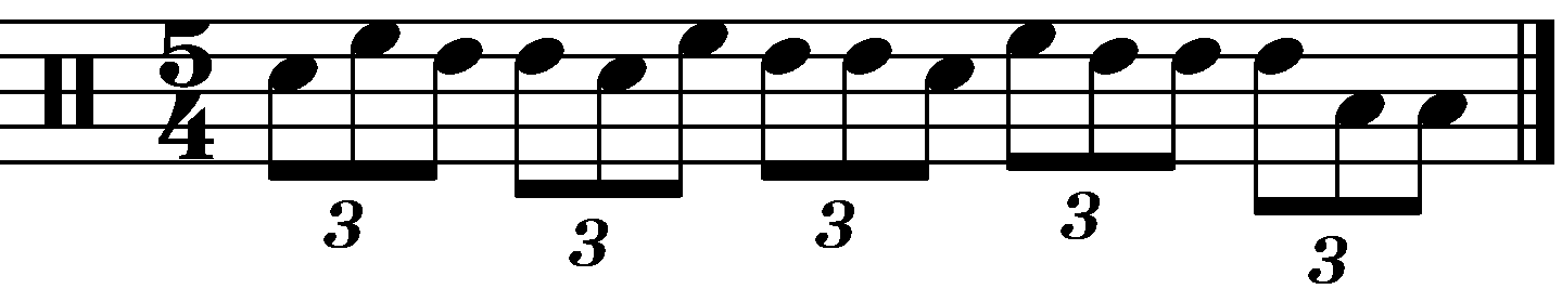 A full bar 8th note triplet fill in 5/4