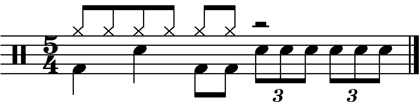 A two beat 8th note triplet fill in 5/4