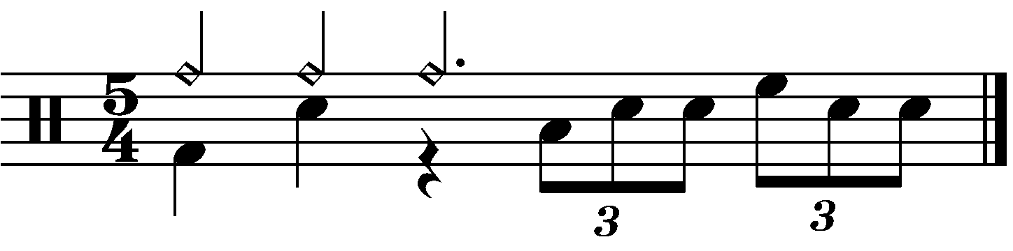 A two beat 8th note triplet fill in 5/4