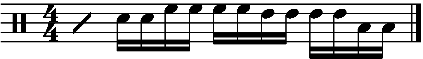 A three quarter bar fill made of sixteenth notes.