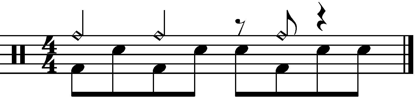 The first version of this groove with a dotted quarter note right hand