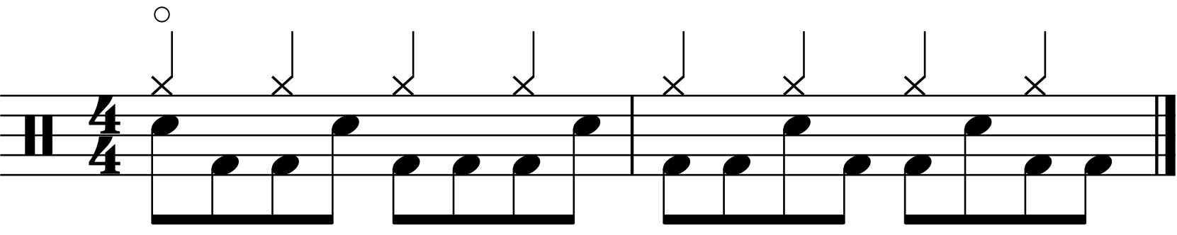 The first version of this groove with a quarter note right hand