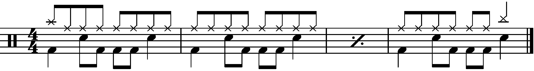 A groove where a crash is used to accent a beat