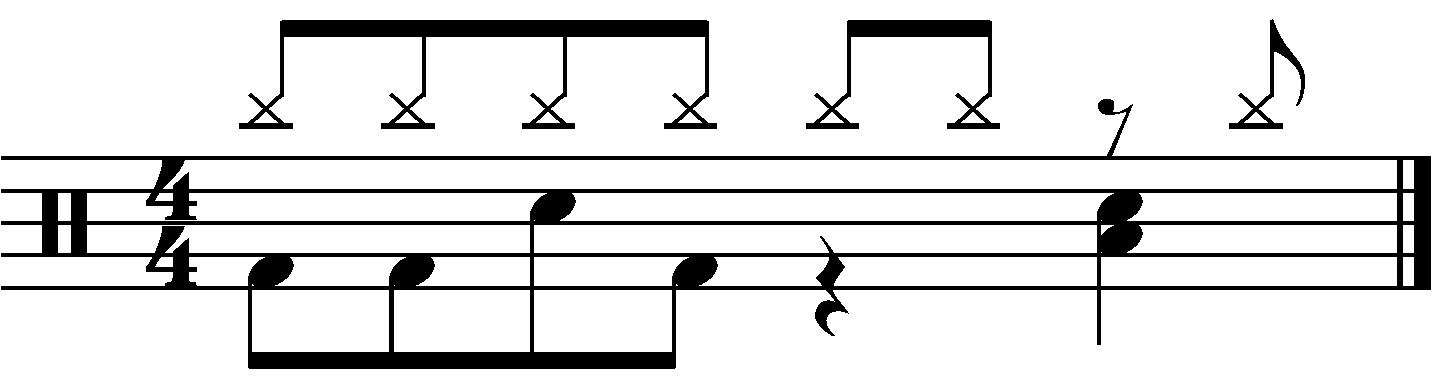 A groove with snare beats accented with toms