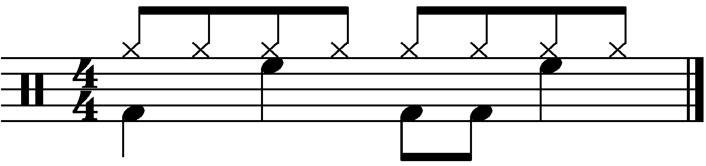 An groove with the left hand on the high tom