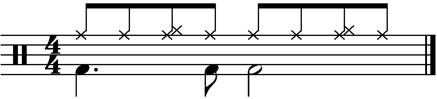 An groove with the left hand on the hi hat