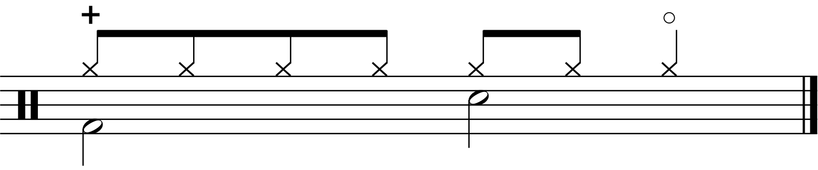 A half time groove with an open hi hat on count 4.