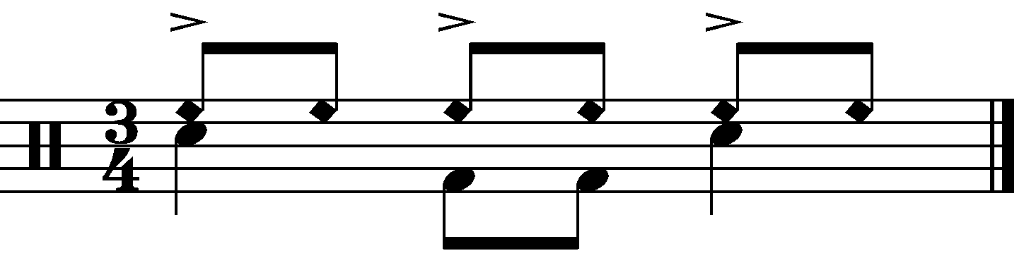 A 34 groove with accented quarter notes