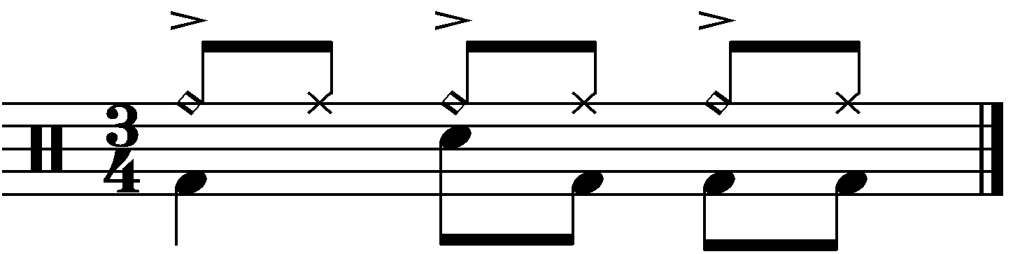A 34 groove with accented quarter notes