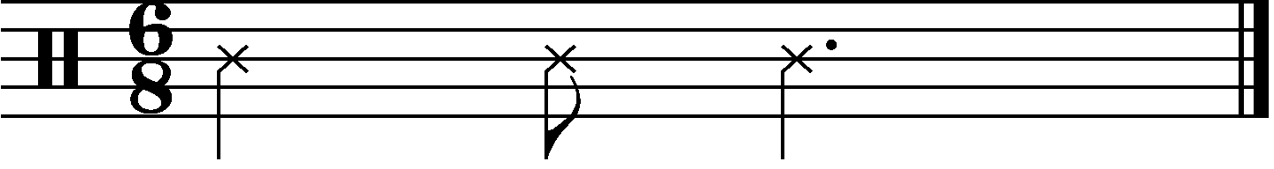 Basic 6/8 groove example 1 rhythm