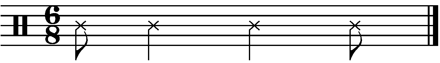 Basic 6/8 groove example 10 rhythm