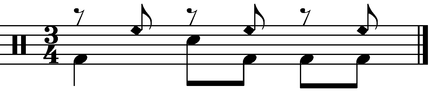 A 3/4 groove with an offbeat 8th right hand rhythm