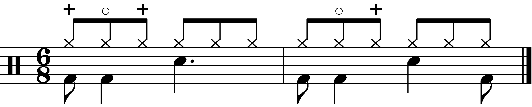 The Hi Hat Part for example 1 with groove added in