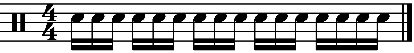 The 33334 rhythm applied to a straight 16th note roll