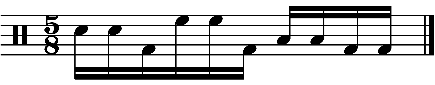 A 5/8 fill built around a linear sixteenth note pattern