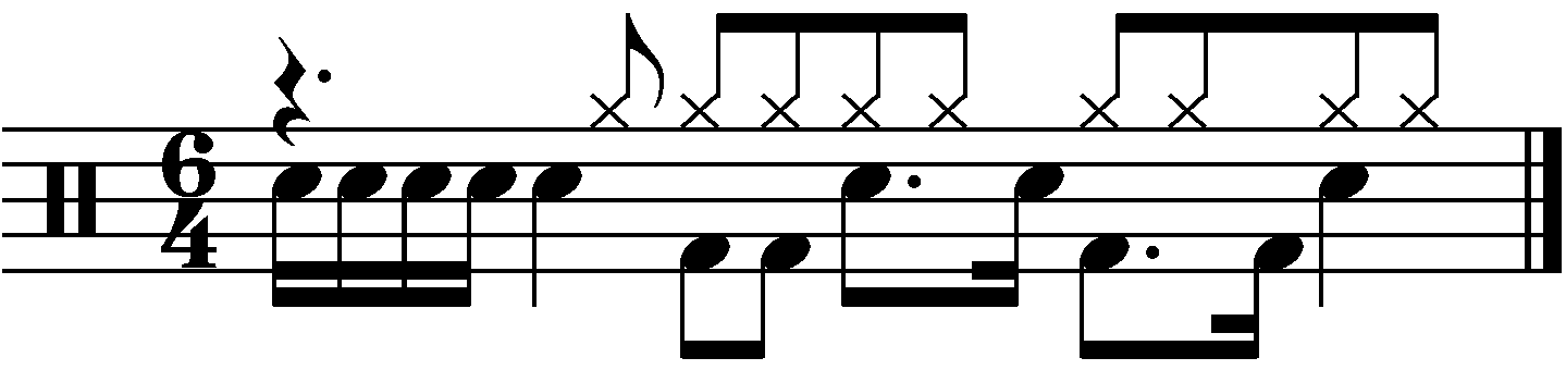 An example of moving a one beat fill in the time signature of 6/4