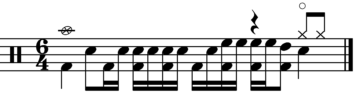 An example of moving a four beat fill in the time signature of 6/4