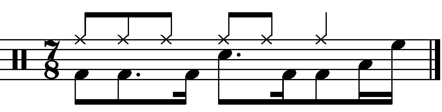 A 7/8 fill built around two sixteenth notes