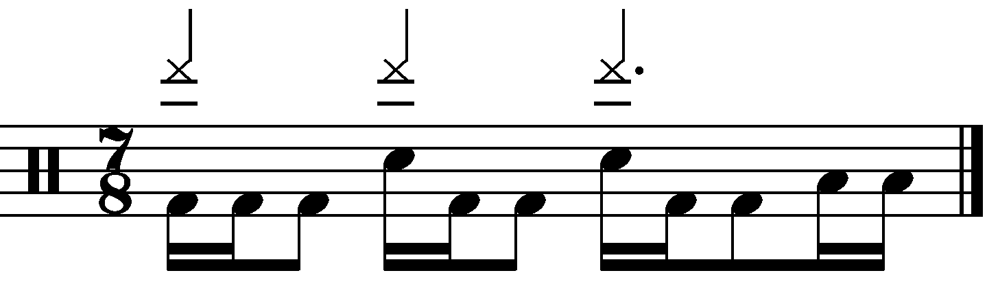 A 7/8 fill built around two sixteenth notes